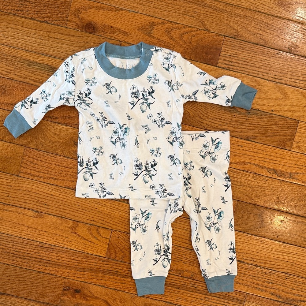 Lake Pajamas , Floral Kids Pajama Set - Blue and White